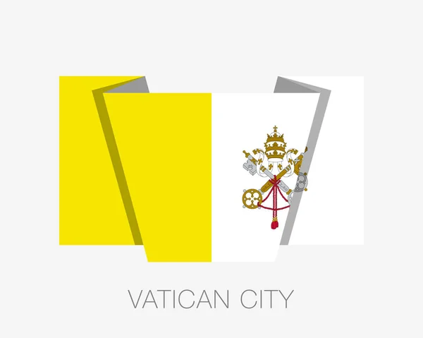 Drapeau du Vatican. Icône plate agitant le drapeau avec le nom du pays — Image vectorielle