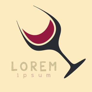 Vektör Siluet Şarap Kadehi. Simge, Sembol, Logo. Alkol Bevera