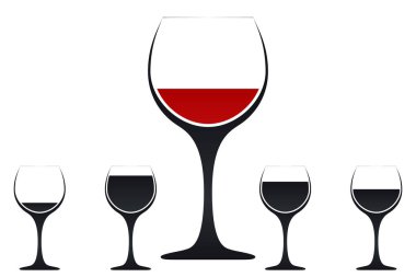 Vektör Siluet Şarap Kadehi. Simge, Sembol, Logo. Alkol Bevera