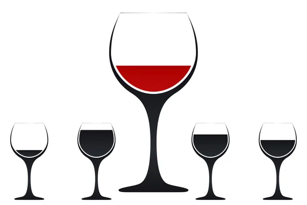 Vector Silhouette Wine Glass. Icon, Symbol, Logo. Alcohol Bevera — Stock Vector