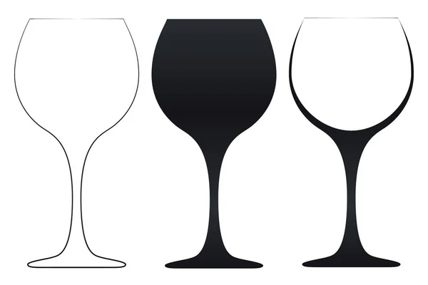 Verre à vin à silhouette vectorielle. Icône, symbole, logo. Alcool Bevera — Image vectorielle