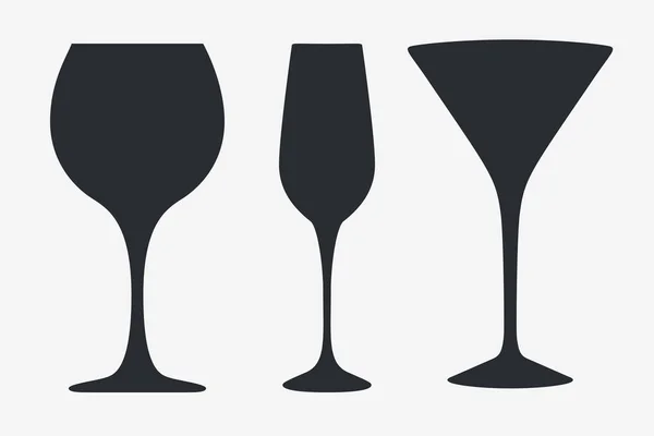 Bicchiere da vino Vector Silhouette. Icona, simbolo, logo. Alcool Bevera — Vettoriale Stock