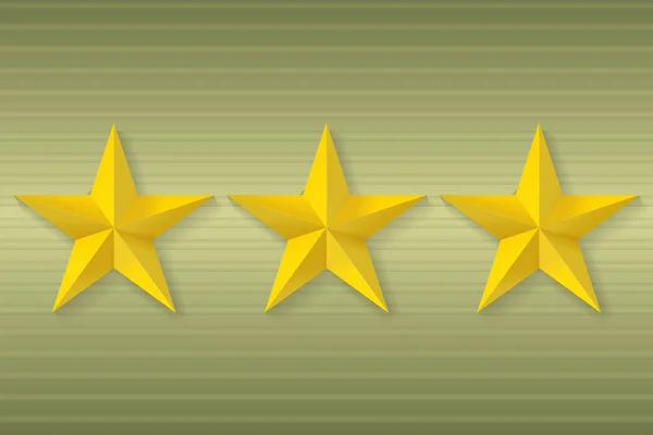 Złote Pięcioramienne Gwiazdy Wojskowe. Ikona, znak, logo, design Ele — Wektor stockowy