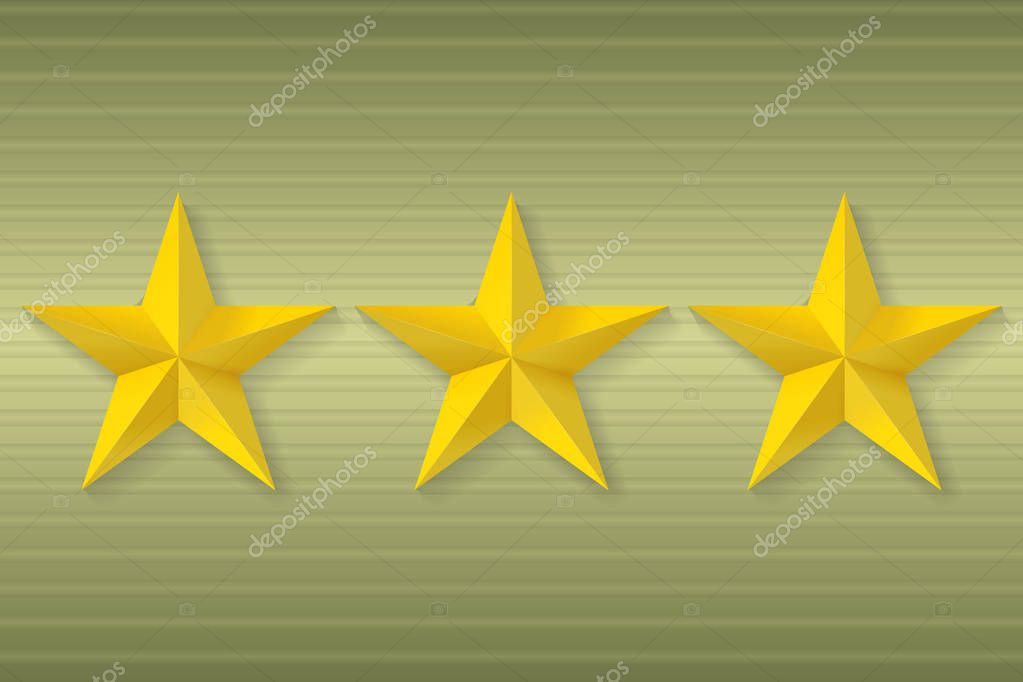 Golden Five-Pointed Military Stars. Icon, Sign, Logo, Design Element for Your Illustration