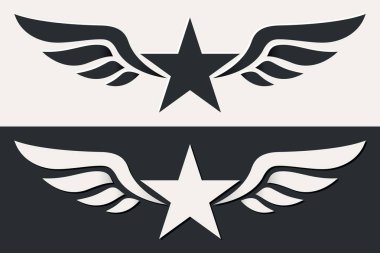 Kanatlı Askeri Yıldız. Ordu sembolü. İmza, Simge, Logo ve Rozet
