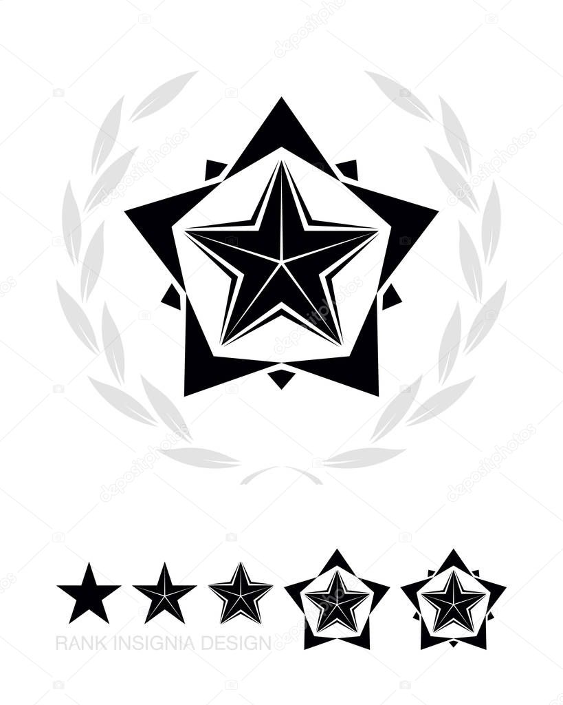 Military Star with Wreath. Army Chevron. Rank Insignia. Sign, Icon, Logo and Badge. Vector Isolated