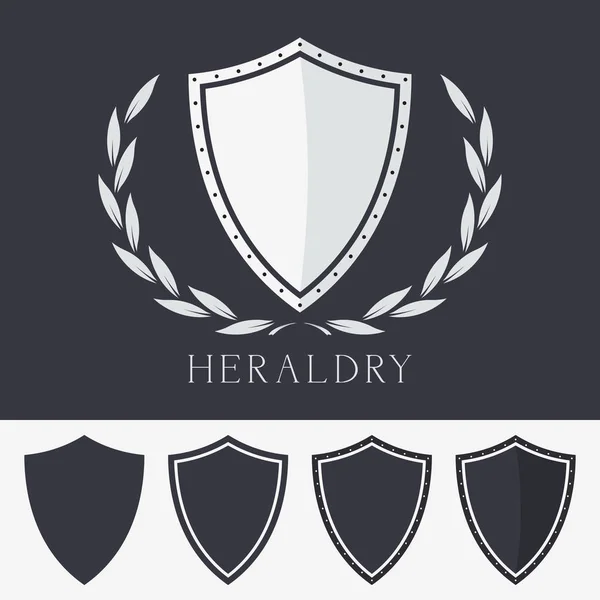 Escudo heráldico con ilustración vectorial del signo de corona. Símbolo — Vector de stock