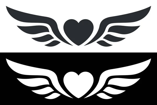 Heart with Wings. Happy Valentines Day. Love Symbol. Tattoo Temp — 스톡 벡터