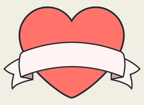 Coeur simple avec ruban. Symbole d'amour — Image vectorielle