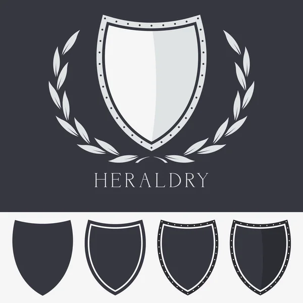 Heraldic Blank Shield with Wreath Sign Vector Illustration. Symb — 스톡 벡터