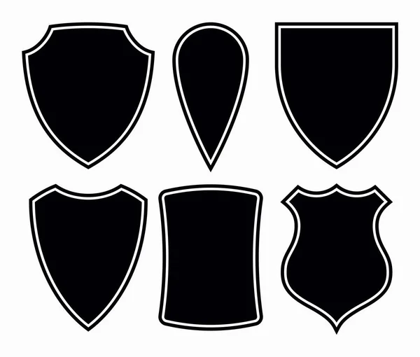 Forme dello scudo medievale classico bianco. Set di illustrazioni vettoriali. E. — Vettoriale Stock