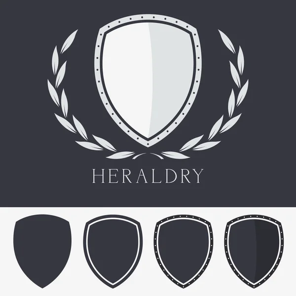 Escudo Heráldico em Branco com Ilustração de Vetor de Sinais de Coroa. Símbolo —  Vetores de Stock