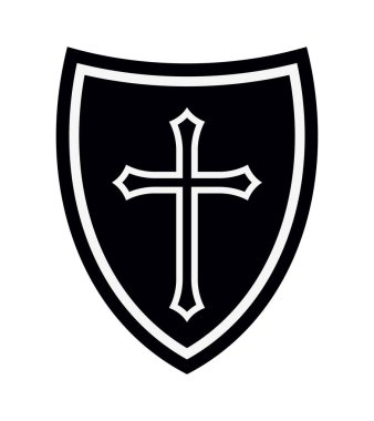 Haçlı Ortaçağ Şövalye Kalkanı. Tasarım elementleri. Vektör