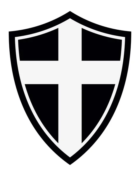 Bouclier médiéval de chevalier avec croix. Éléments de conception. Vecteur — Image vectorielle
