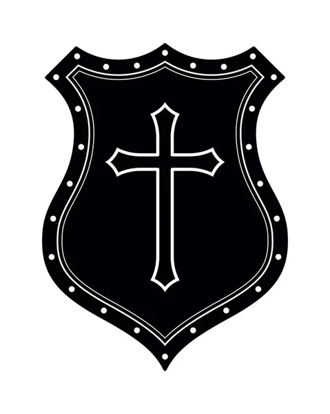 Cruz Cristiana Escudo Logo Iglesia Símbolo Religioso Icono Cristiano Creativo — Archivo Imágenes Vectoriales