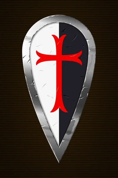 Medieval Shield Templar Shield Shield Knight Cross Design Elements Vector — 스톡 벡터