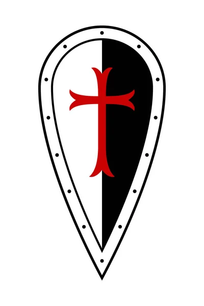 Medieval Shield Templar Shield Shield Knight Cross Design Elements Vector — Stok Vektör