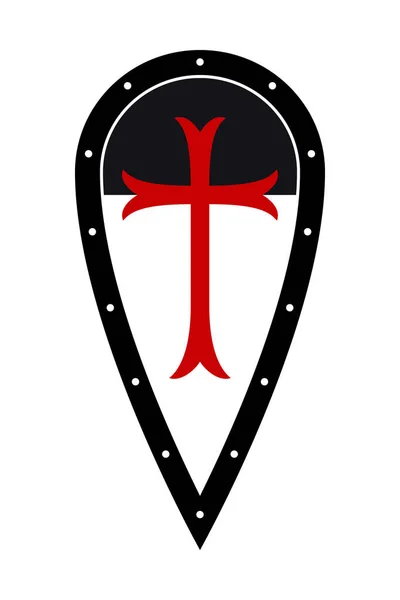 Medieval Shield Templar Shield Shield Knight Cross Design Elements Vector — 스톡 벡터