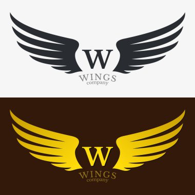 Şirketiniz için kanatlı amblem. Heraldry, Tattoo, Logo veya Diğer Semboller için Kanat Silueti
