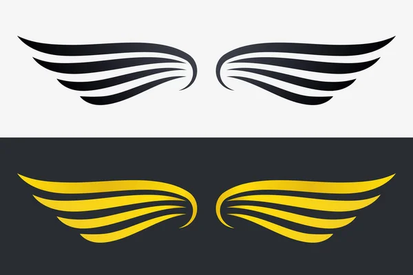 Συλλογή Wings Vector Απλή Σιλουέτα Πτέρυγα Για Heraldry Τατουάζ Λογότυπο — Διανυσματικό Αρχείο