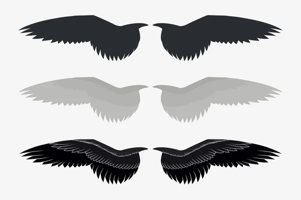 翅膀矢量收集 适用于纹章 标志或其他符号的简易侧翼轮廓 — 图库矢量图片