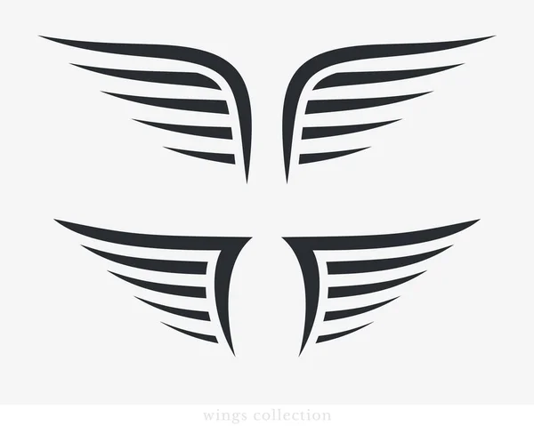 Wings Vector Collection Jednoduchá Silueta Křídla Pro Heraldiku Tetování Logo — Stockový vektor