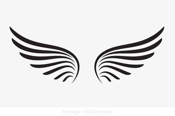 翅膀矢量收集 适用于纹章 标志或其他符号的简易侧翼轮廓 — 图库矢量图片