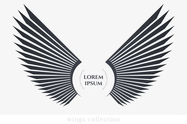 Wings Vector Collection Simple Wing Silhouette Heraldry Tattoo Logo Other — Stock Vector