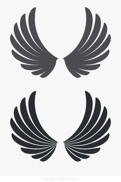 Συλλογή Wings Vector Απλή Σιλουέτα Πτέρυγα Για Heraldry Τατουάζ Λογότυπο — Διανυσματικό Αρχείο