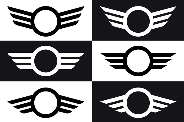 Winged Blank Circle Place Your Logo Game Emblem Στυλιζαρισμένες Απλές — Διανυσματικό Αρχείο