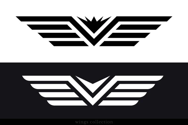 Wings Vector Collection Silueta Ala Simple Para Heráldica Tatuaje Logotipo — Vector de stock