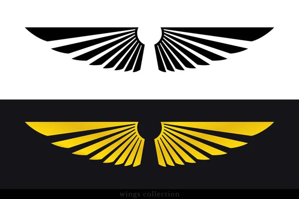 Collezione Wings Vector Silhouette Semplice Ala Araldica Tatuaggio Logo Altri — Vettoriale Stock