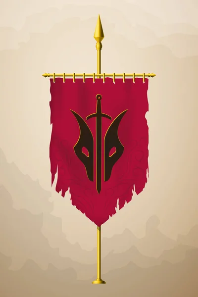 Bandeira Vertical Medieval Com Logotipo Abstrato Bandeira Suspensão Parede Torn —  Vetores de Stock