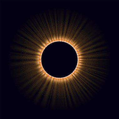 Güç enerjisi. Fütürist Flash. Radyasyon. Güneş rüzgârı, güneş tutulması. Flaş. Enerji akışı. Plazma. Işık efekti. Parlak kozmik ışınlar. Soyut arkaplan. Vektör.