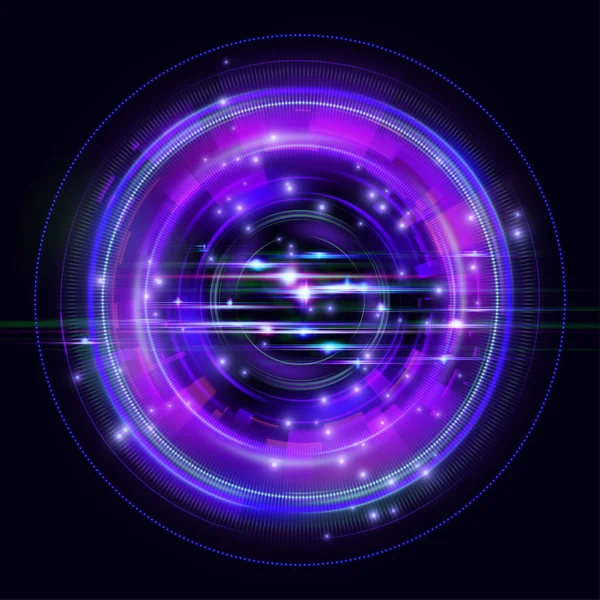 Magic circle light effects. Illustration isolated on dark background. Mystical portal. Glow ring. Magic neon ball. Abstract glowing circles on black background. Vector. Eps10 — Stock Vector