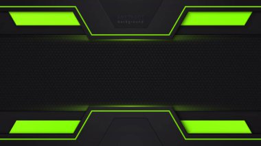 Yeşil ve siyah kontrast teknoloji arka planı. Yeşil ışık. Tasarım teknisyeni. Vektör kurumsal tasarımı.