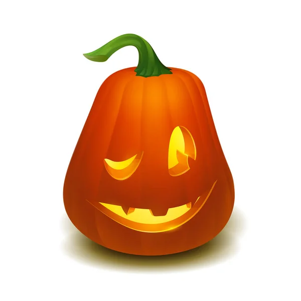 Citrouille d'Halloween réaliste avec bougie à l'intérieur. Joyeux visage citrouille Halloween isolé sur fond blanc . — Photo