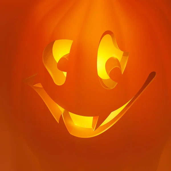 Abóbora de Halloween realista com vela dentro. Cara feliz abóbora de Halloween . — Fotografia de Stock