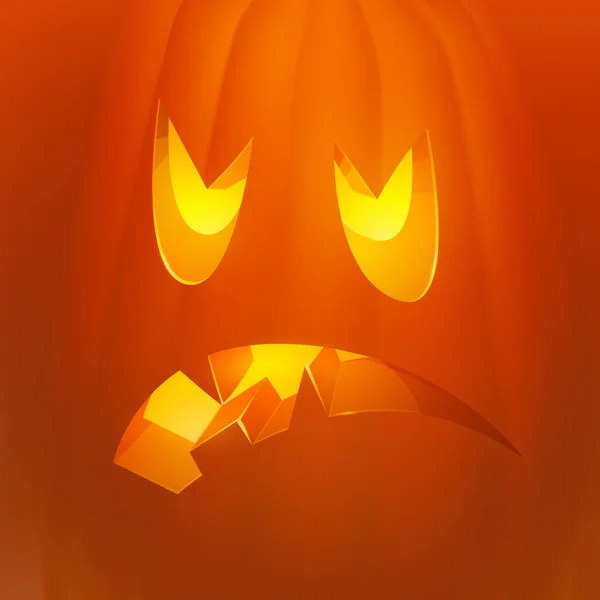 Reális Halloween tök gyertyával a belsejében. Gonosz Halloween Tök Rajzfilm Emoji Arc Karakter. — Stock Fotó