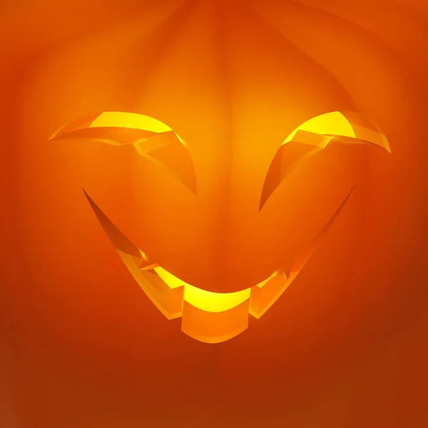 Calabaza de Halloween realista con vela en el interior. Personaje de cara de emoji de dibujos animados de calabaza de Halloween malvado . — Foto de Stock