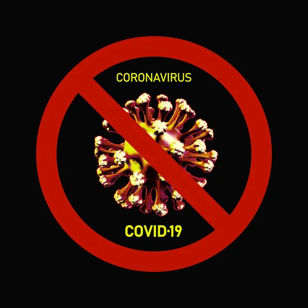 Coronavirus 2019 DUR konsept sembolü. NCov gribi virüs salgını. Genel sağlık uyarısı. Gerçekçi Vektör. — Stok Vektör