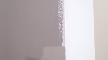 experienced painter with roller brush colours room wall
