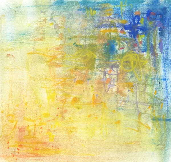 Abstraktní pastelové malby v modré a žluté barvy — Stock fotografie