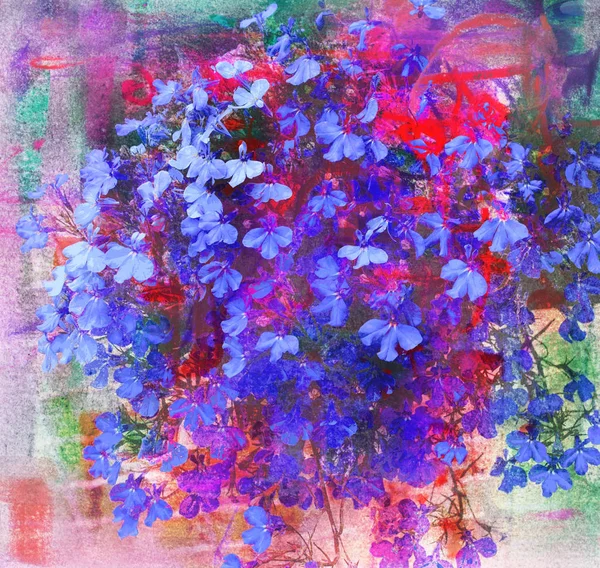 Bunga biru pada latar belakang abstrak Stok Gambar Bebas Royalti