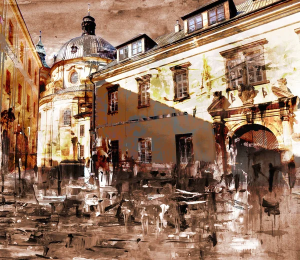 Straße in einer historischen Stadt, Illustration — Stockfoto