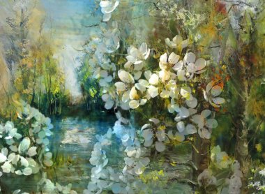 Renkli arka planda bahar çiçekleri