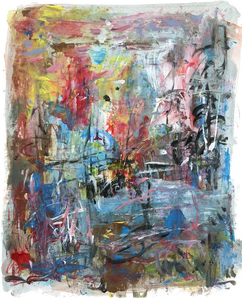 Suburban landscape, abstract acrylic painting — Stock Photo, Image