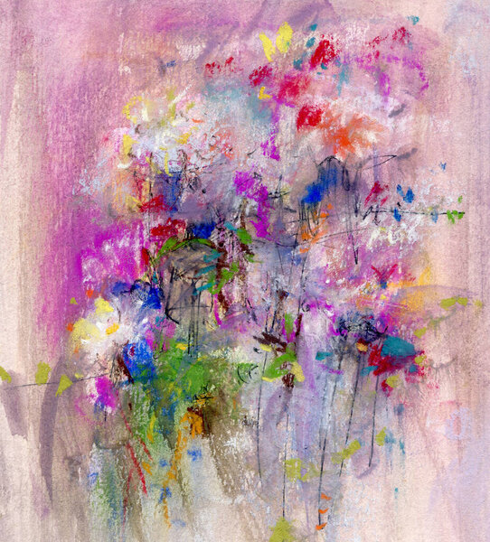 Abstract Pastel Drawing Theme Flowers Stock Photo