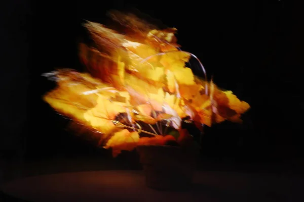 相机移动时模糊不清，抽象的火灾、风或阳光图像. — 图库照片