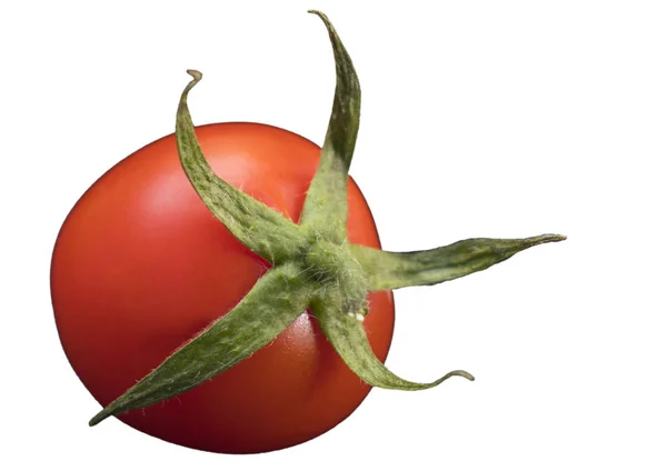 Tomates cerises douces et acides rouges vives avec pétioles et feuilles — Photo